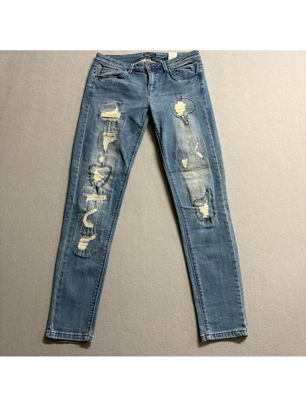 ONLY Essential Repair LW Super Skinny Denim Jeans Womens Size 28 Distressed Blue